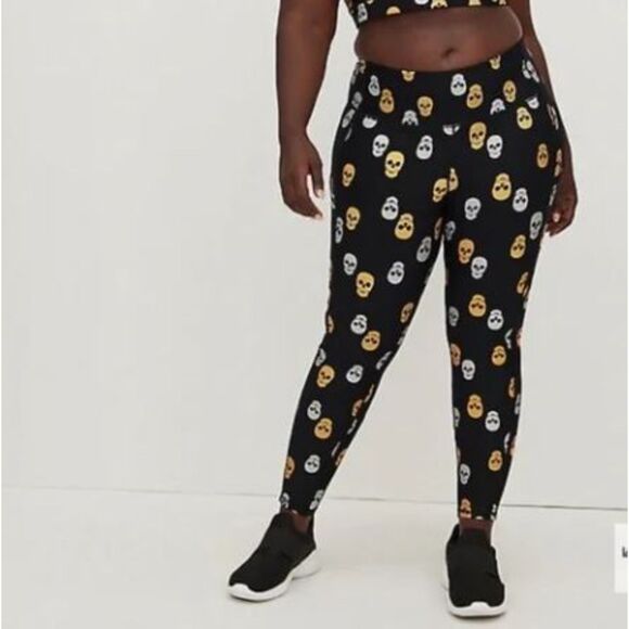 torrid Pants - Torrid Silver and Gold Glitter Halloween Skull Print Leggings Pockets Size 3X